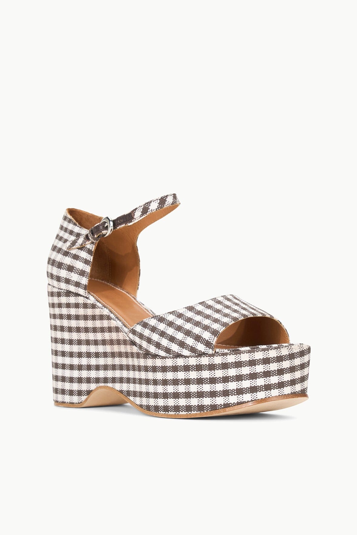 Image STELLA PLATFORM SANDAL | DARK CHOCOLATE MICRO CHECK 3 of 8 and Clicking this image will trigger a zoom pop-up