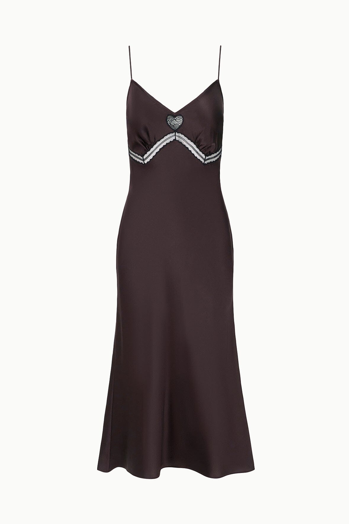 Staud Women's Terra Heart Silk Slip Dress - Brown - Size XS Staud Women's Terra Heart Silk Slip Dress - Brown - Size XS