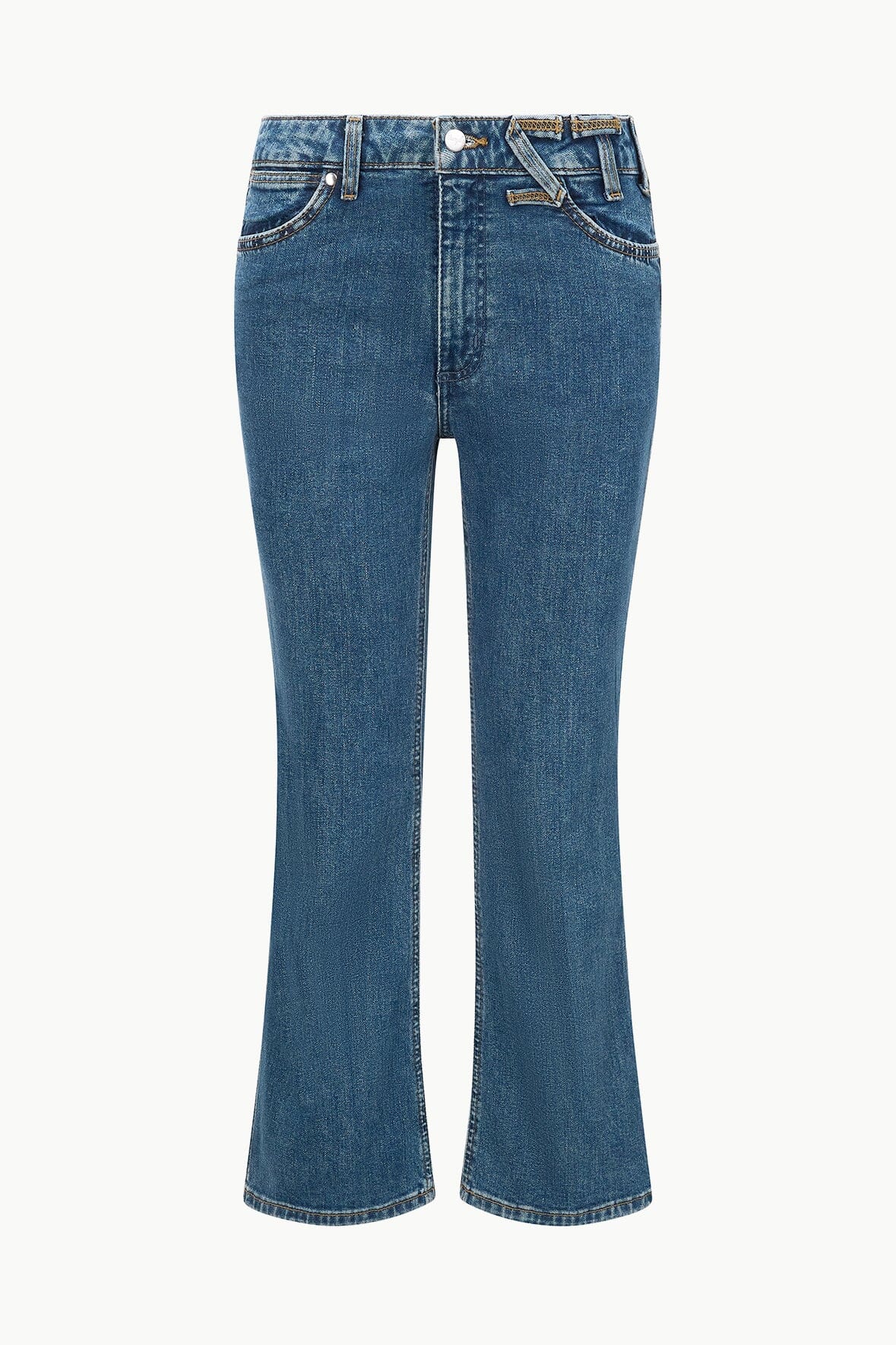 Image STAUD + WRANGLER THE CROPPED BOOT JEAN | INDIGO WASH 6 of 6 and Clicking this image will trigger a zoom pop-up