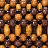 Multi wood bead pattern in amber and brown tones, tight detail crop.