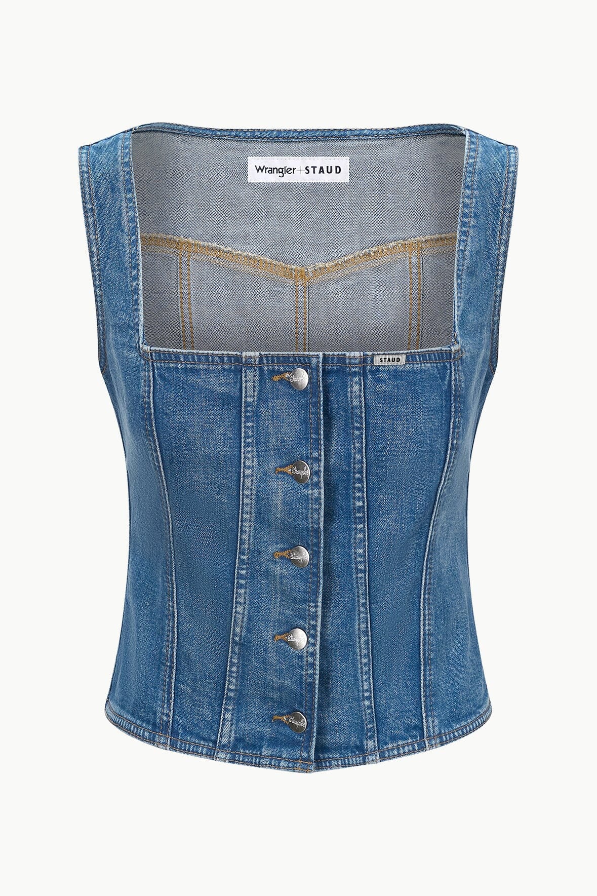 Image STAUD + WRANGLER TRUCKER TOP | INDIGO WASH 5 of 5 and Clicking this image will trigger a zoom pop-up