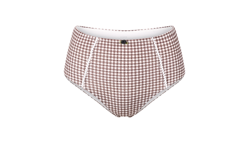 WAILEA BIKINI BOTTOM  DARK CHOCOLATE MICRO CHECK