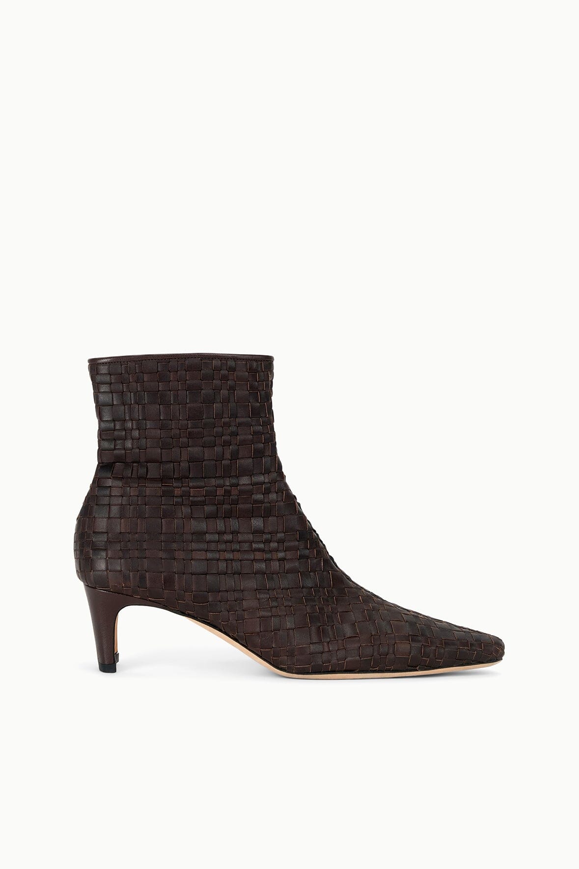 Image WALLY ANKLE BOOT | ESPRESSO WOVEN LEATHER 1 of 8 and Clicking this image will trigger a zoom pop-up