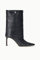 WALLY FOLDOVER MID CALF BOOT | BLACK WOVEN