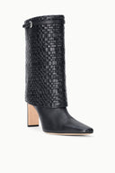 WALLY FOLDOVER MID CALF BOOT | BLACK WOVEN