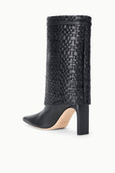 WALLY FOLDOVER MID CALF BOOT | BLACK WOVEN