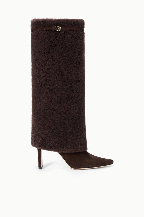 Go to WALLY FOLDOVER HIGH HEEL BOOT ESPRESSO SHEARLING view 1