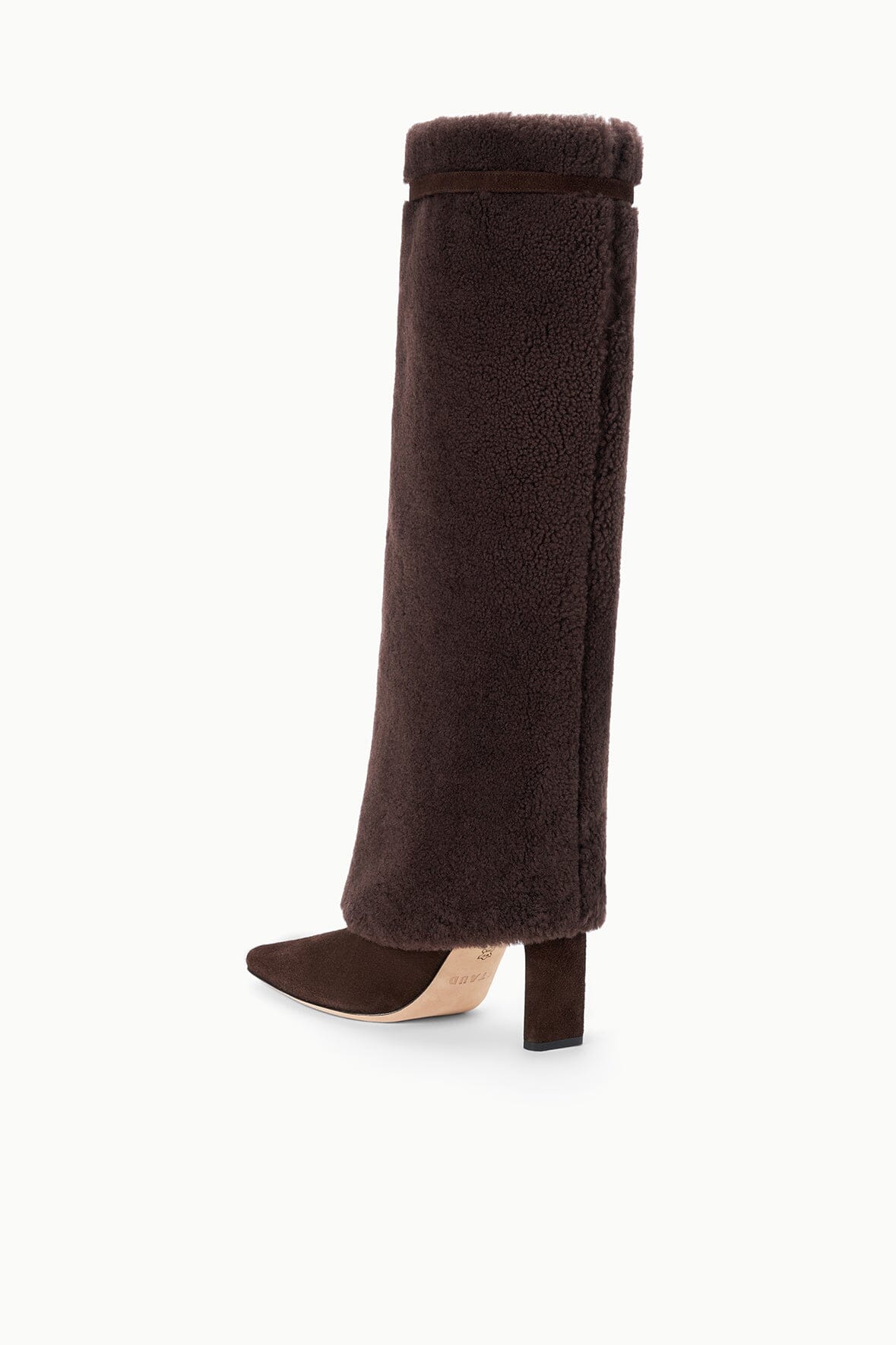 Image WALLY FOLDOVER HIGH HEEL BOOT | ESPRESSO SHEARLING 3 of 5 and Clicking this image will trigger a zoom pop-up