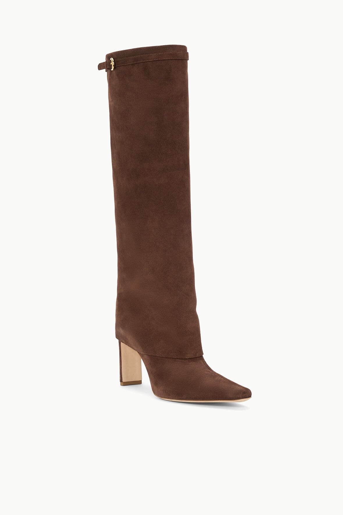 Image WALLY FOLDOVER HIGH HEEL BOOT | MAHOGANY SUEDE 3 of 7 and Clicking this image will trigger a zoom pop-up