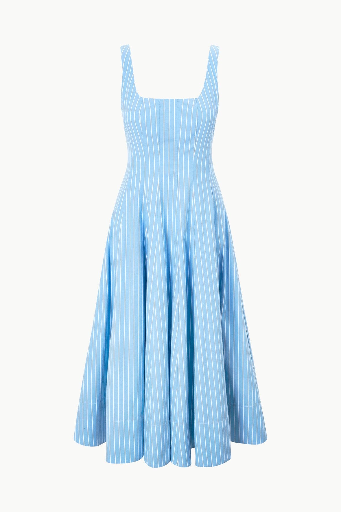 Image WELLS DRESS | AZURE PINSTRIPE 5 of 5 and Clicking this image will trigger a zoom pop-up