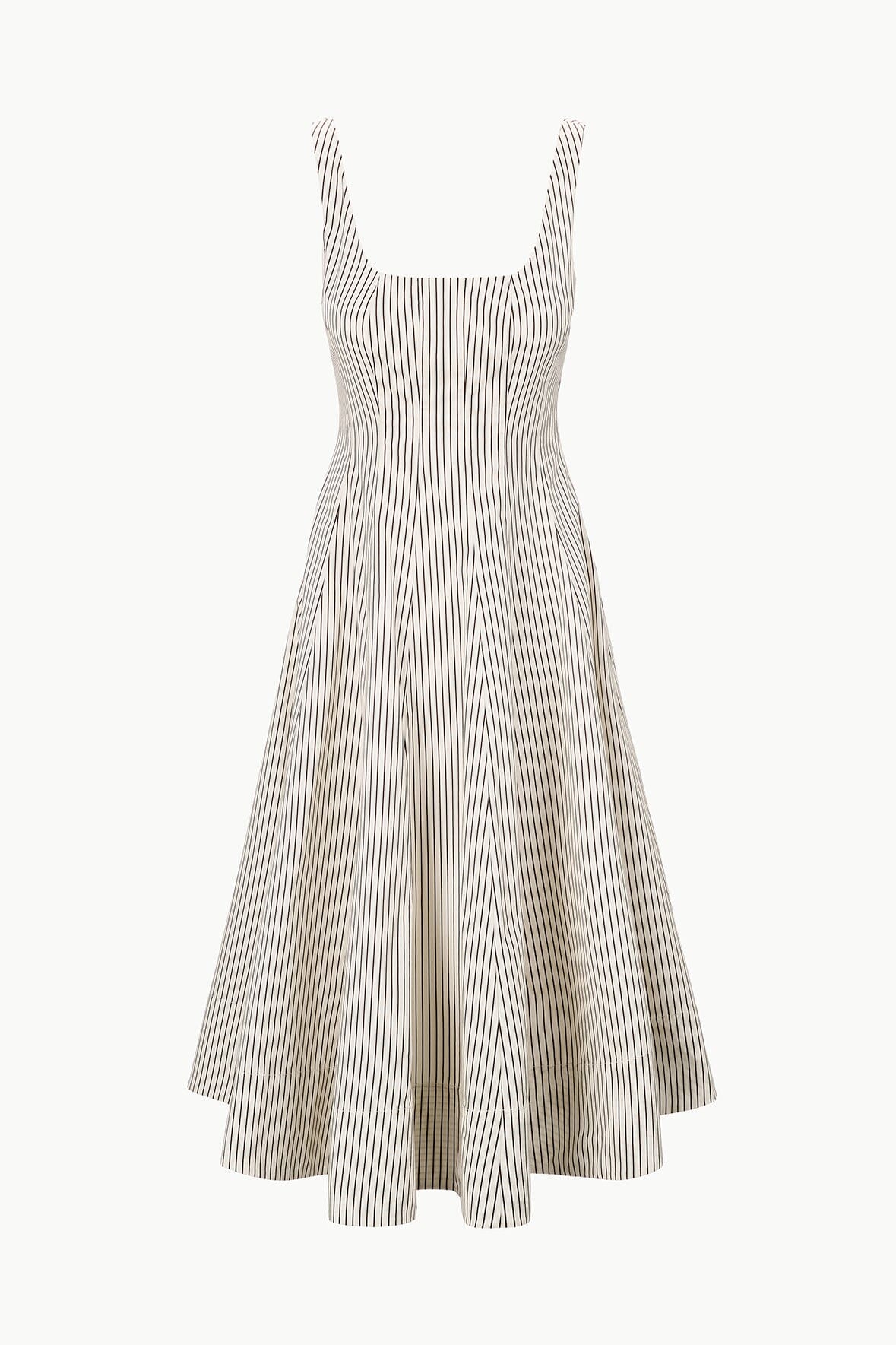 Image WELLS DRESS | IVORY DARK OAK MICRO STRIPE 6 of 6 and Clicking this image will trigger a zoom pop-up