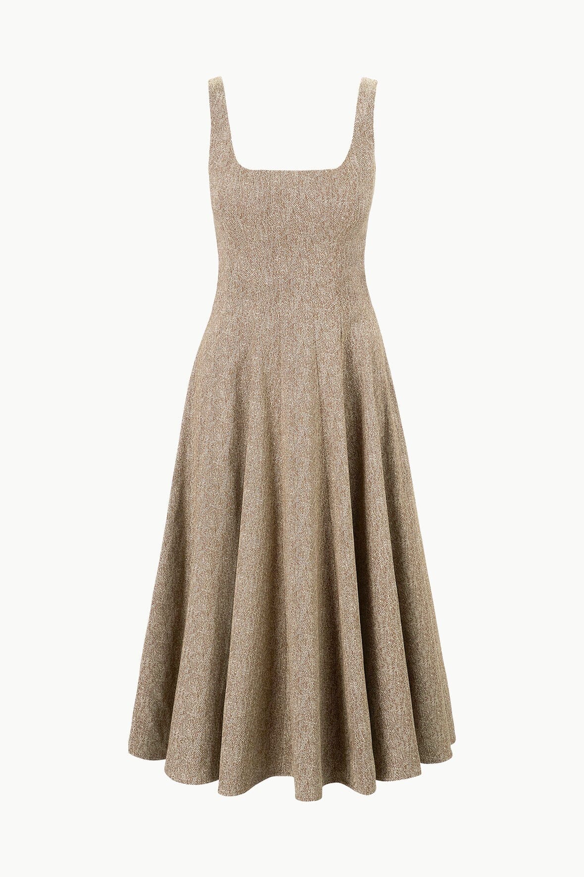 Image WELLS DRESS | MOCHA HERRINGBONE 5 of 5 and Clicking this image will trigger a zoom pop-up