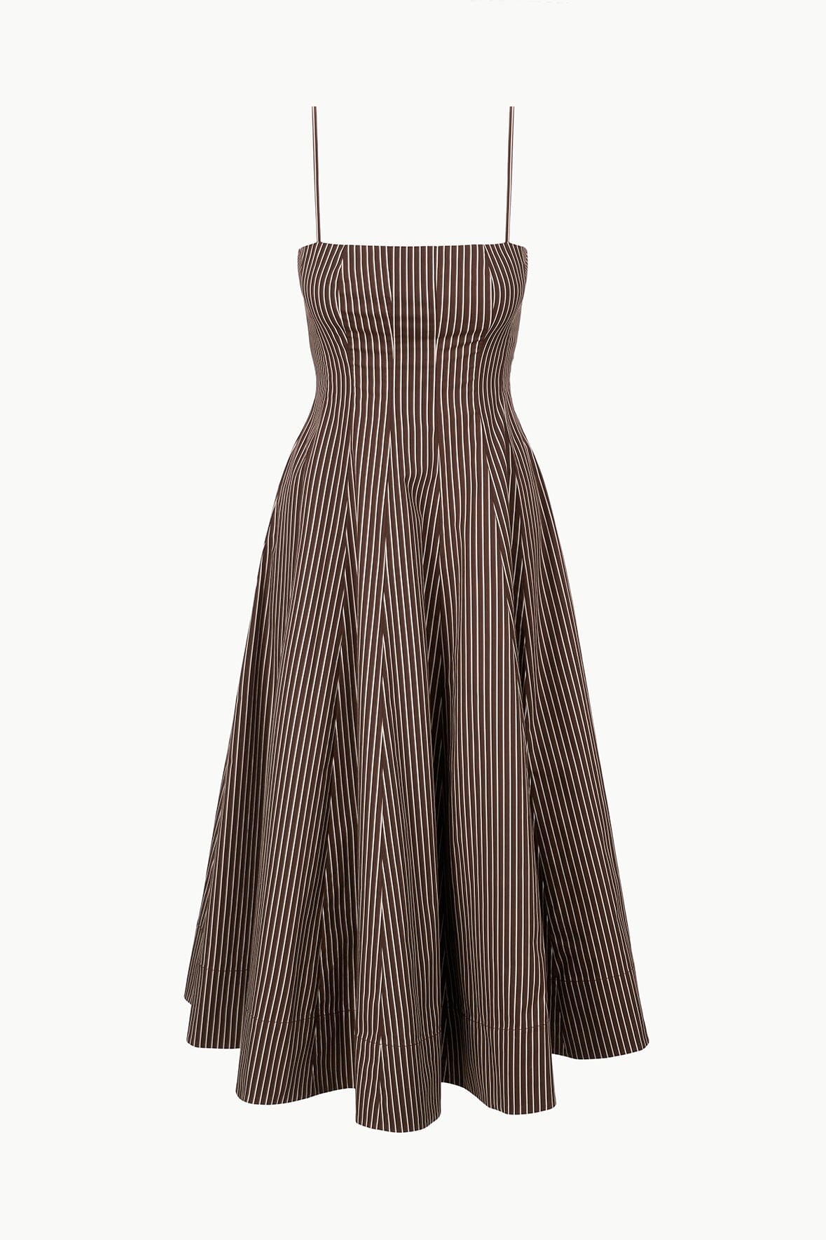 STAUD, Wylie Dress in Dark Oak Micro Stripe, Size 12 STAUD, Wylie Dress in Dark Oak Micro Stripe, Size 12