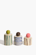 SET OF 3 MOON-LID JARS | MULTI STRIPE GLAZE MULTI STRIPE GLAZE