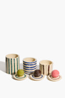 SET OF 3 MOON-LID JARS | MULTI STRIPE GLAZE MULTI STRIPE GLAZE