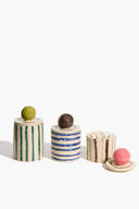 SET OF 3 MOON-LID JARS | MULTI STRIPE GLAZE MULTI STRIPE GLAZE