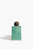 SMALL MOON-LID BOX | SATIN PATINA AND BROWN GLAZE SATIN PATINA AND BROWN GLAZE