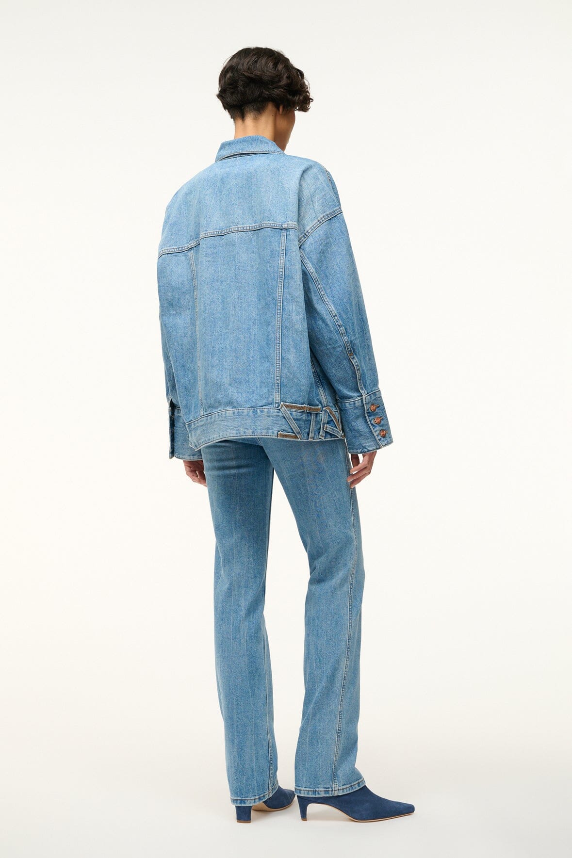 STAUD + WRANGLER THE BIGGEST JEAN JACKET MID BLUE