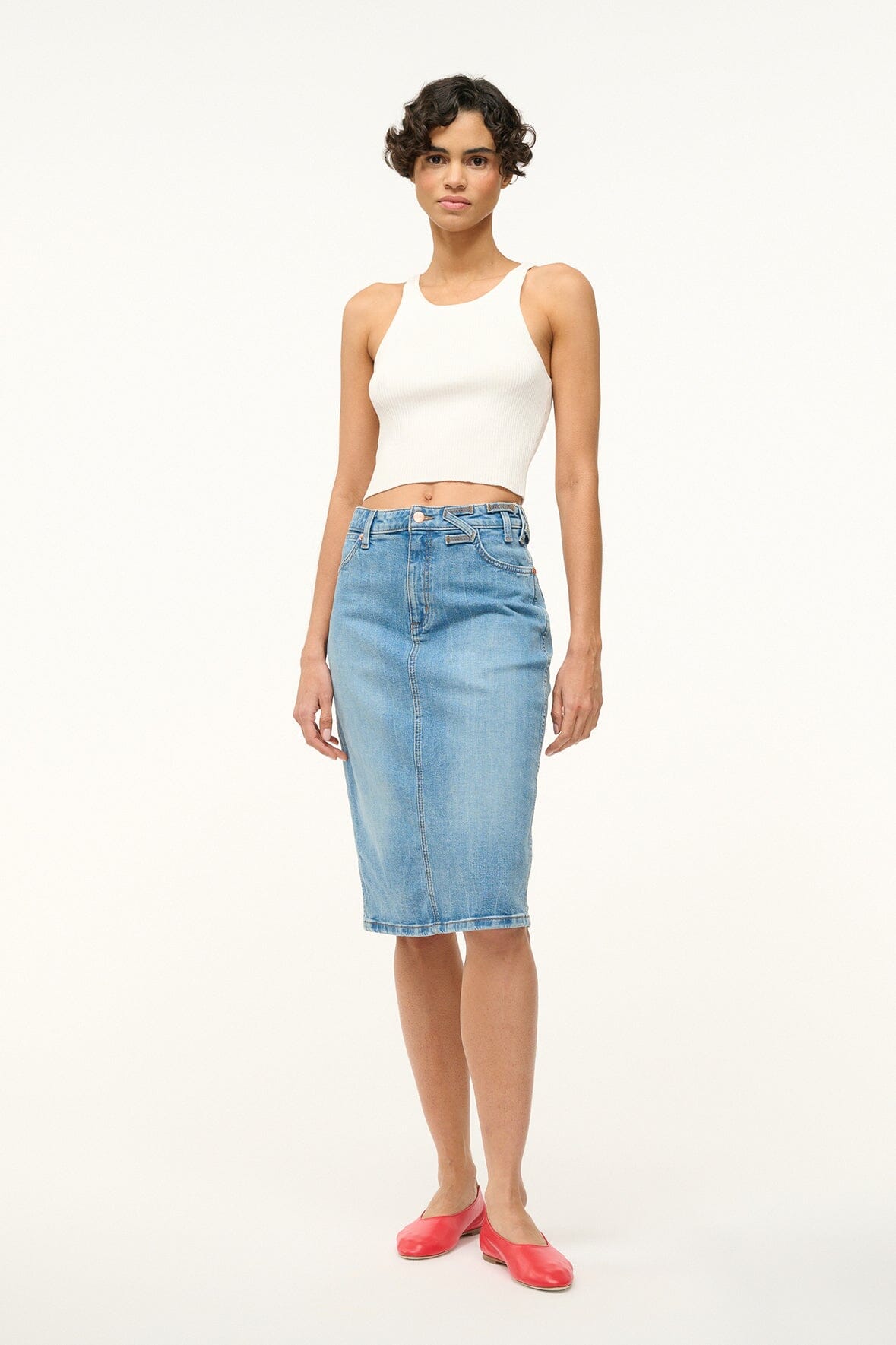 STAUD + WRANGLER THE MINI SKIRT MID BLUE