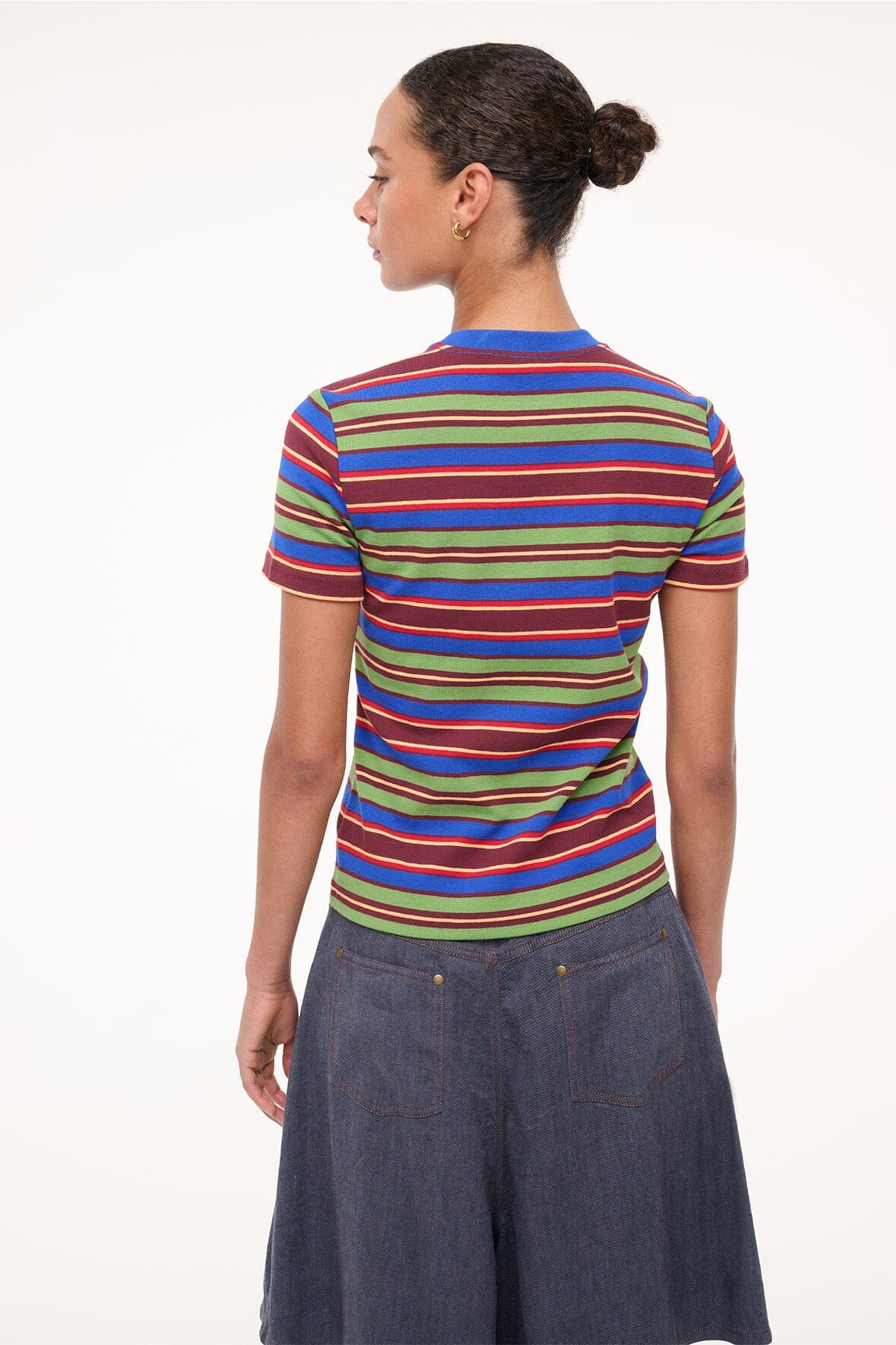 STAUD WEEKEND CREW TEE SPECTRUM STRIPE