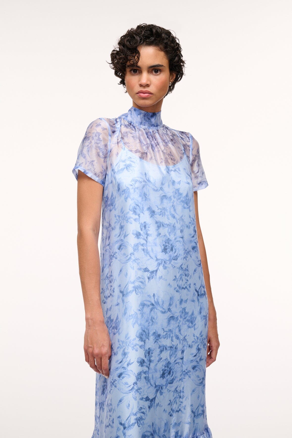 Image CALLUNA DRESS | PERIWINKLE SKETCHBOOK FLORAL 3 of 5 and Clicking this image will trigger a zoom pop-up