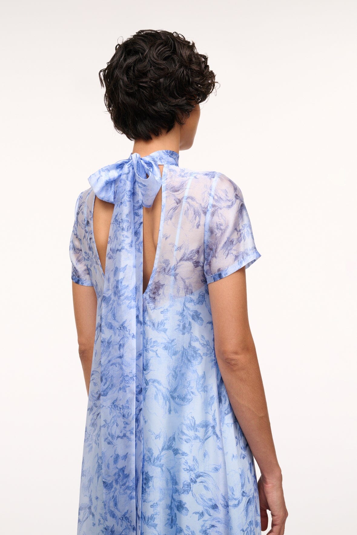 Image CALLUNA DRESS | PERIWINKLE SKETCHBOOK FLORAL 4 of 5 and Clicking this image will trigger a zoom pop-up