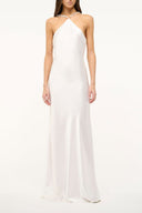 Pearl halter slip dress with braided neckline and open back