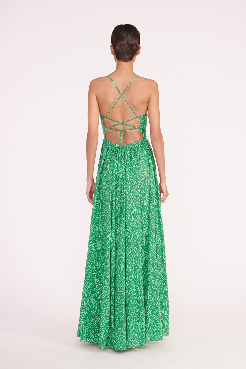 STAUD COURTNEY DRESS GREEN PALM