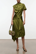 DAVINA SILK DRESS | PEAR