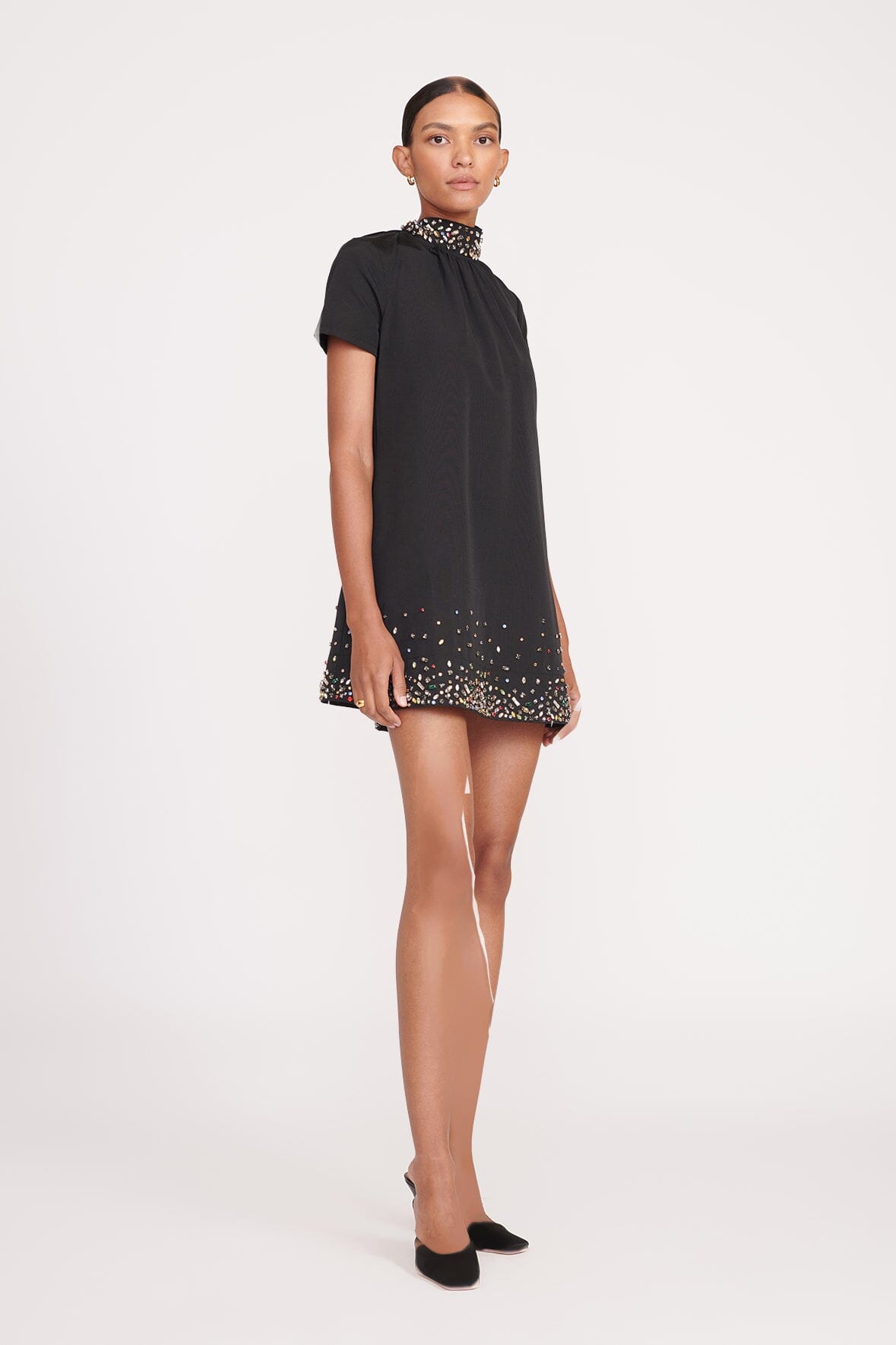 【STAUD】ミニ イラナ ドレス ブラック シルバーミニワンピース MINI ILANA DRESS BLACK SILVER