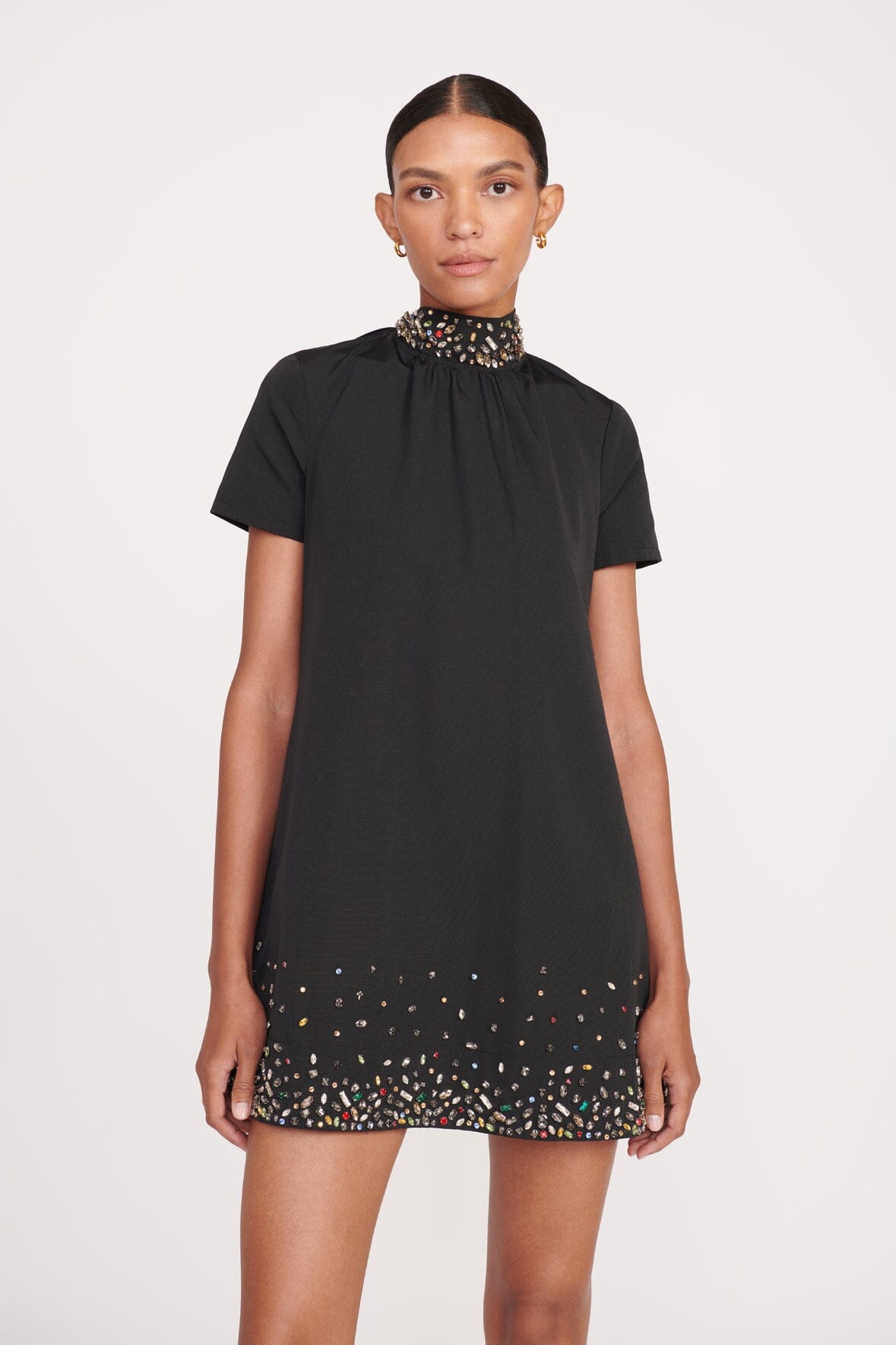 【STAUD】ミニ イラナ ドレス ブラック シルバーミニワンピース MINI ILANA DRESS BLACK