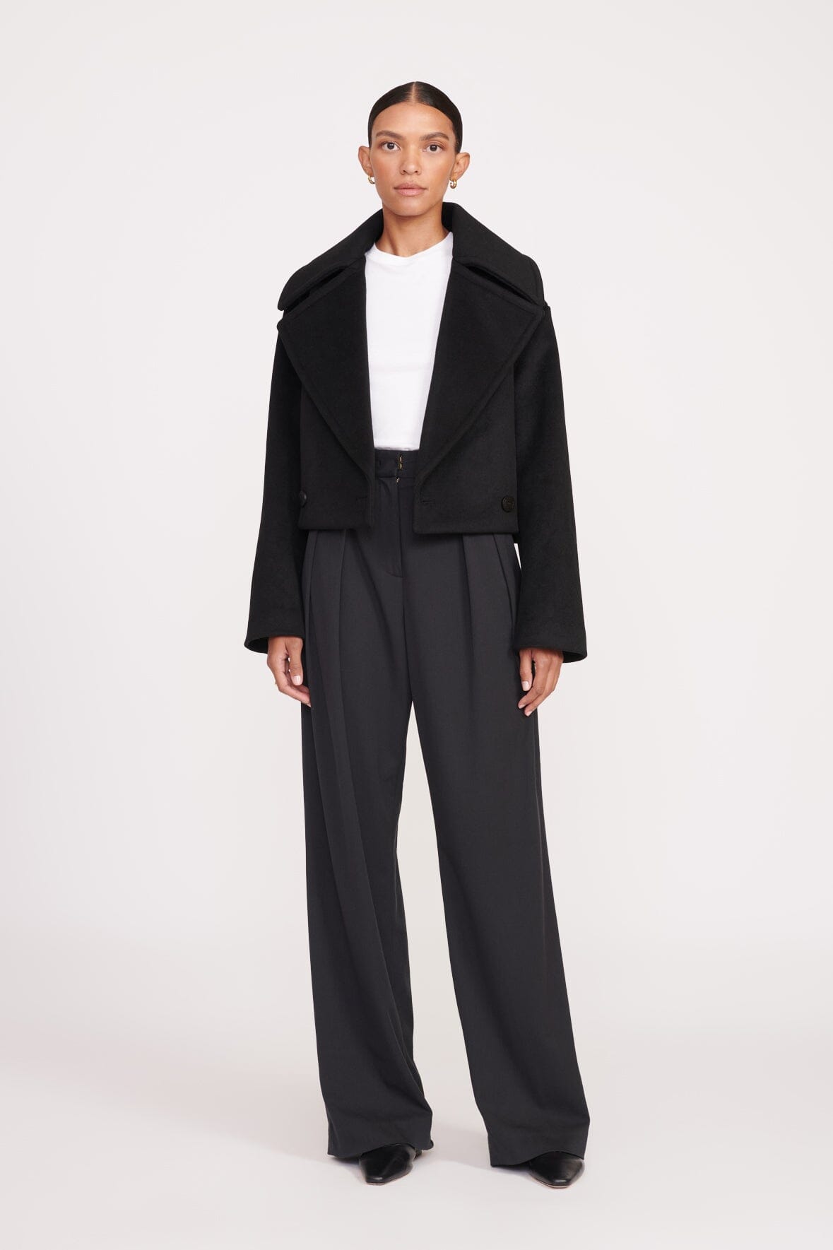 Image CARVER CROPPED COAT | BLACK 4 of 6 and Clicking this image will trigger a zoom pop-up