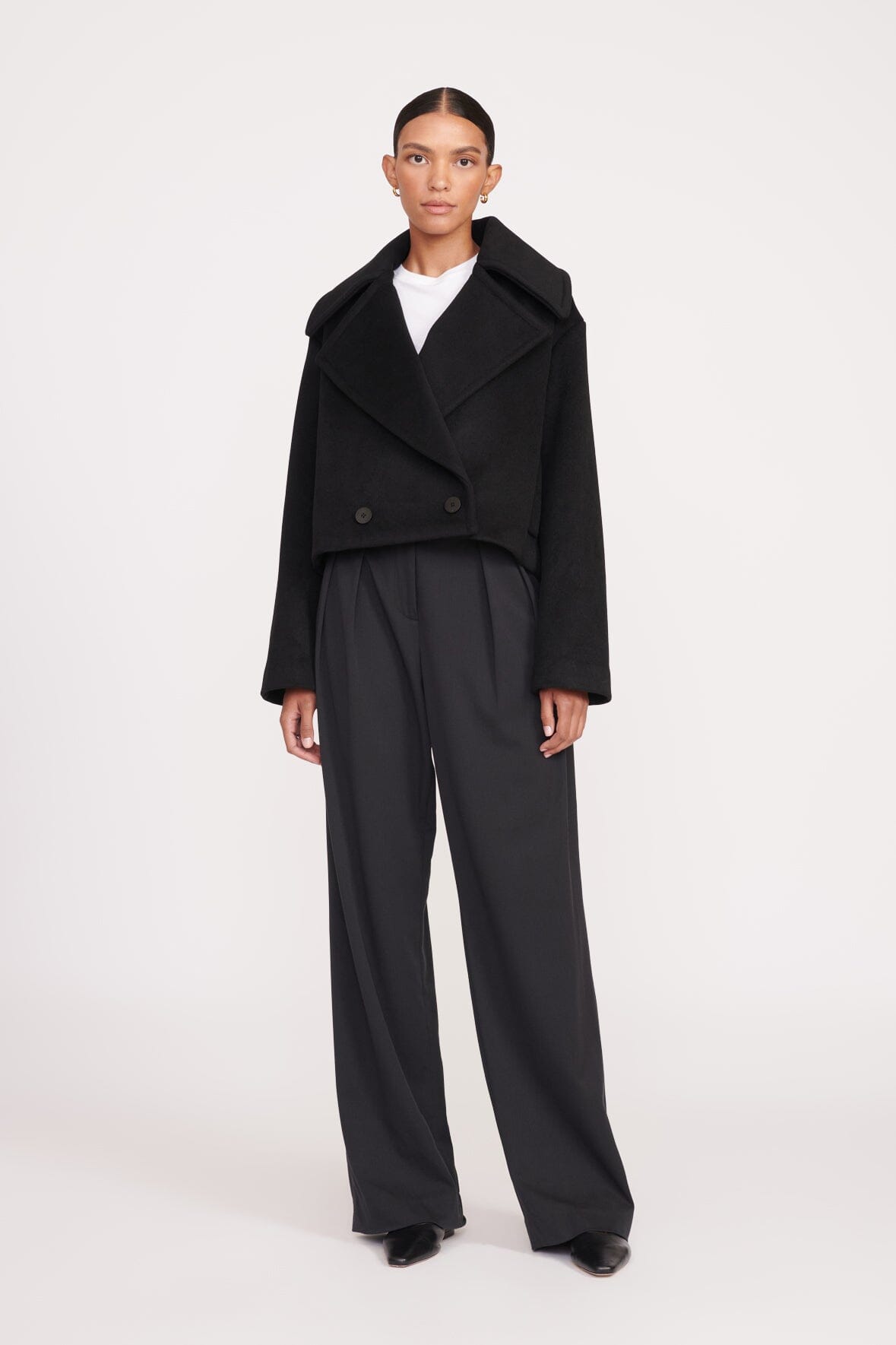 Image CARVER CROPPED COAT | BLACK 2 of 6 and Clicking this image will trigger a zoom pop-up