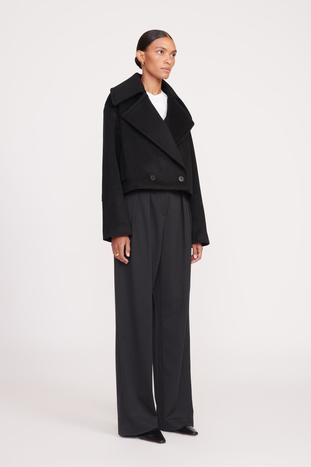 Image CARVER CROPPED COAT | BLACK 3 of 6 and Clicking this image will trigger a zoom pop-up