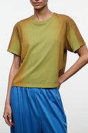 Faded moss green crewneck short-sleeve tee, relaxed fit