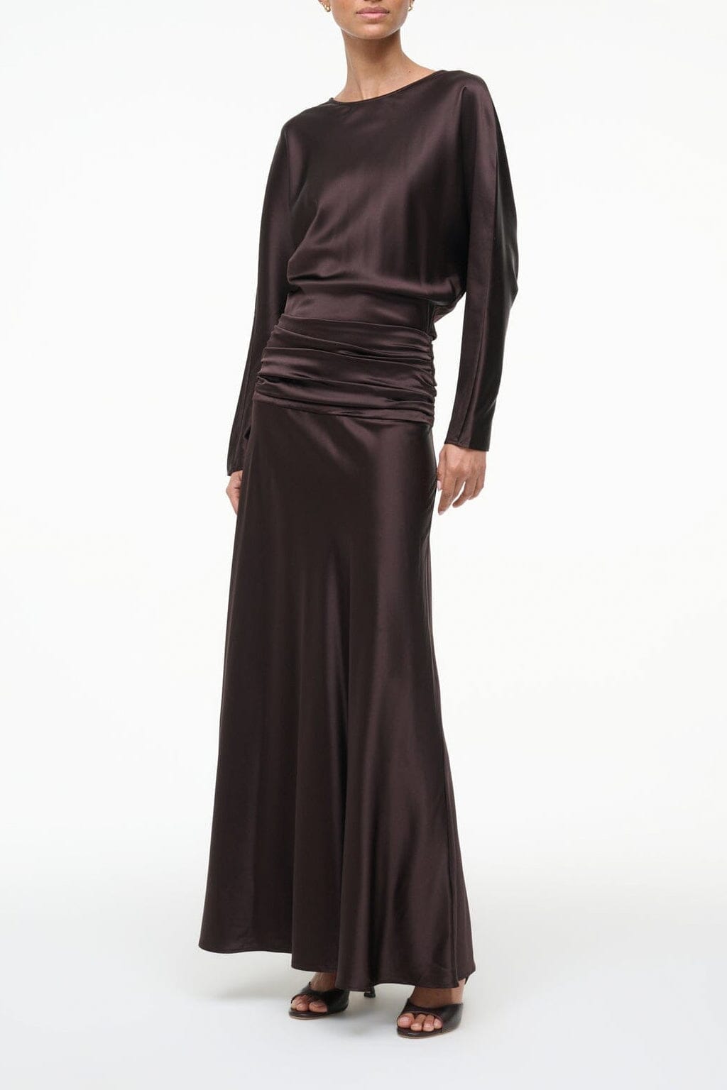 STAUD, Freda Silk Dress in Earth, Size 16