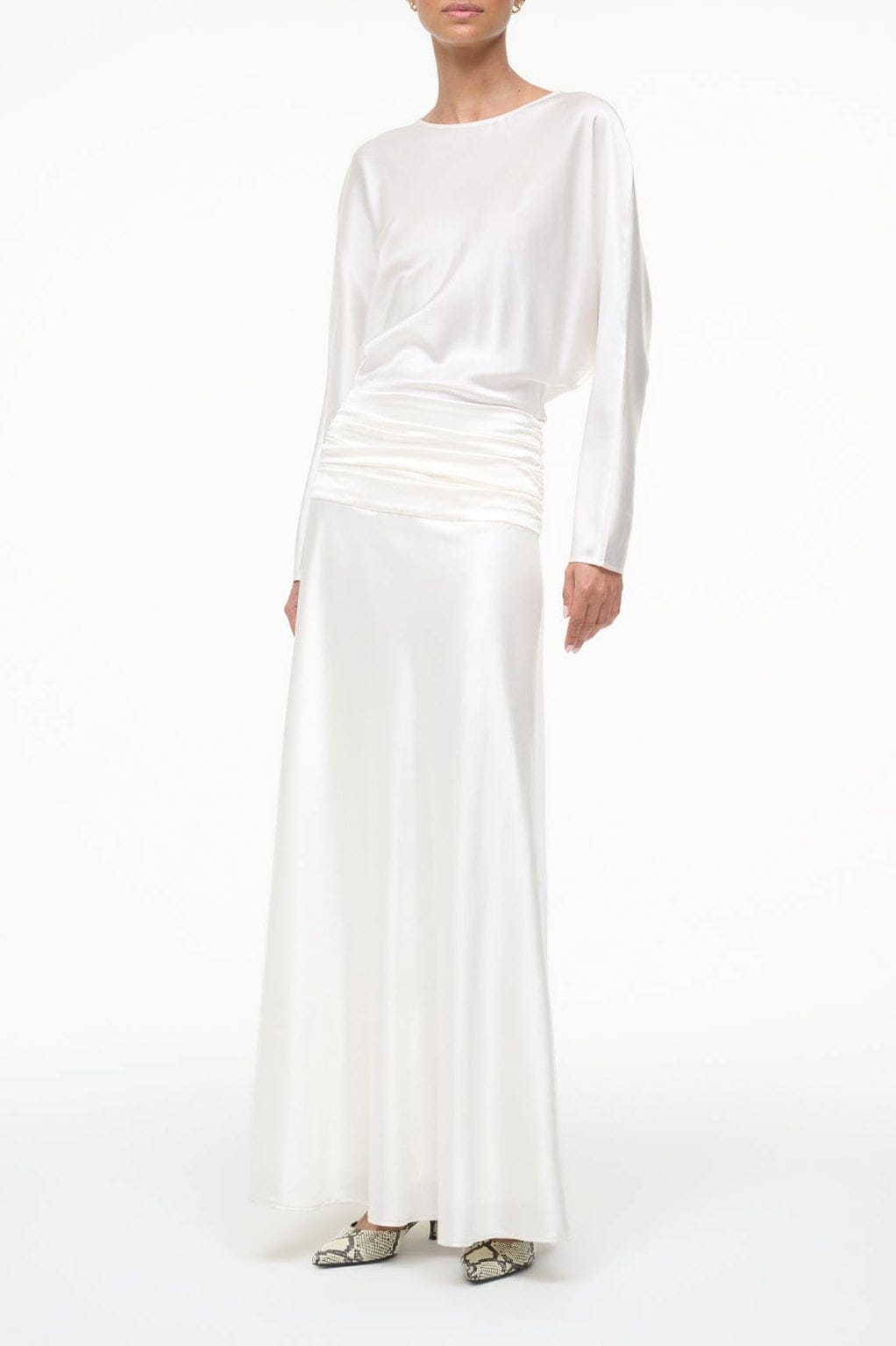 STAUD, Freda Silk Dress in Ivory, Size 4