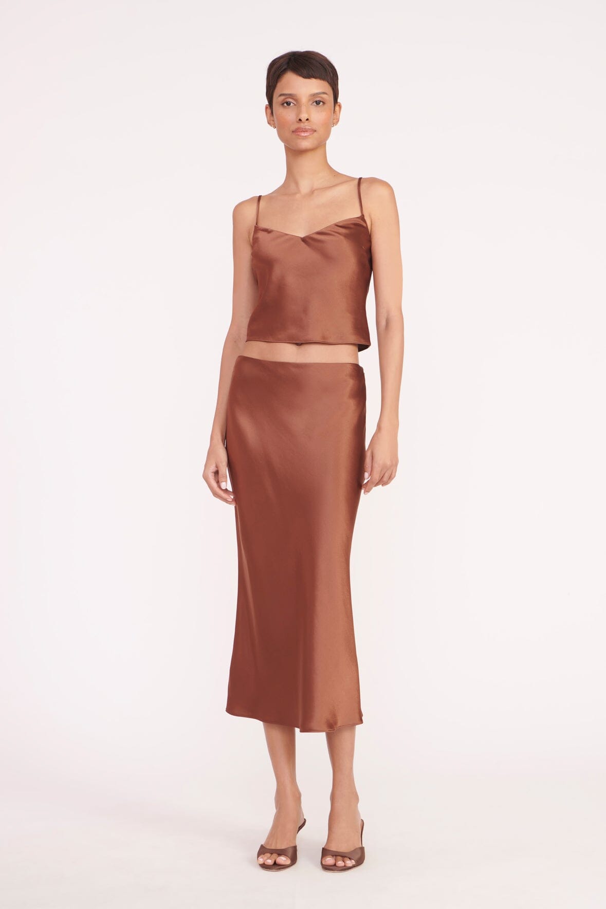 Vince midi satin slip skirt umbra sale