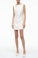 MIMI dress in ivory, sleeveless shift silhouette with textured fabric and scoop neckline