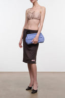 Sandrose silk bandeau top with thin straps, ruched bust and center bow detail