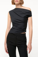 PHARE draped off-shoulder black top