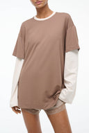WILLIAM taupe crew-neck short-sleeve tee with relaxed fit