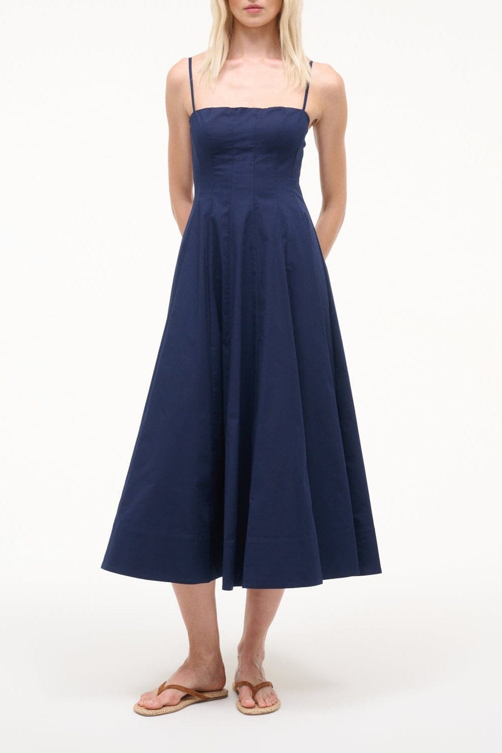 STAUD, Wylie Dress in Navy, Size 4