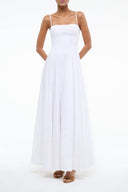 White maxi dress with spaghetti straps and square neckline