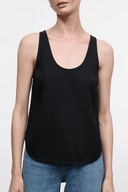 Women's black scoop-neck tank top, sleeveless with relaxed fit