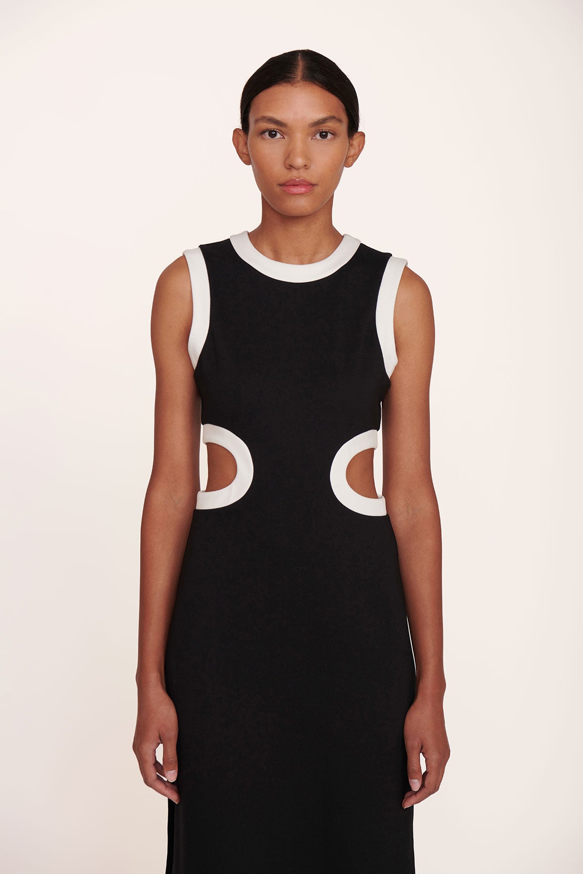 Staud black hot sale and white dress