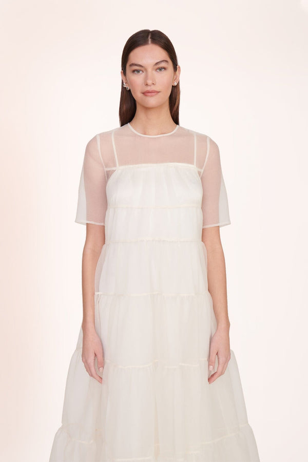 Short Sleeve Lace Applique Organza Dress – Camille La Vie
