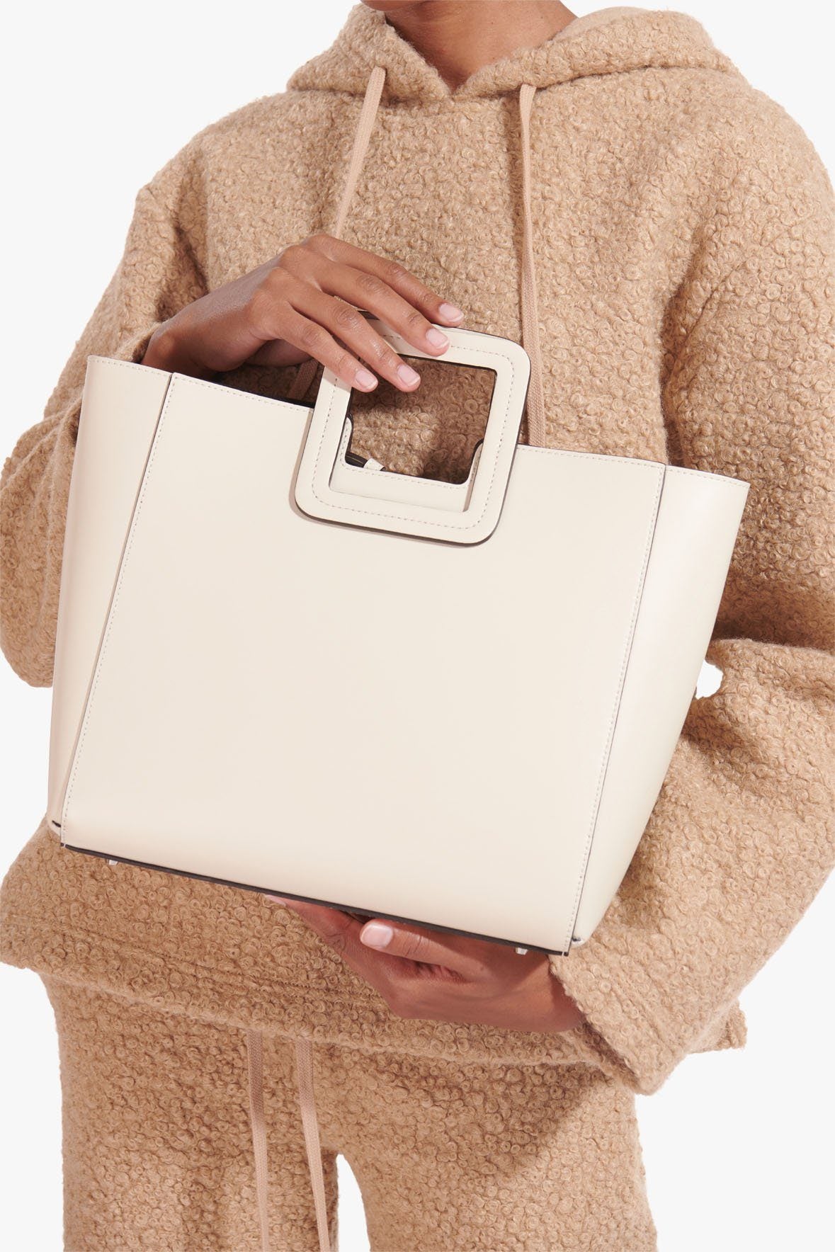 Staud - Authenticated Mini Shirley Handbag - Polyester Burgundy Plain for Women, Never Worn