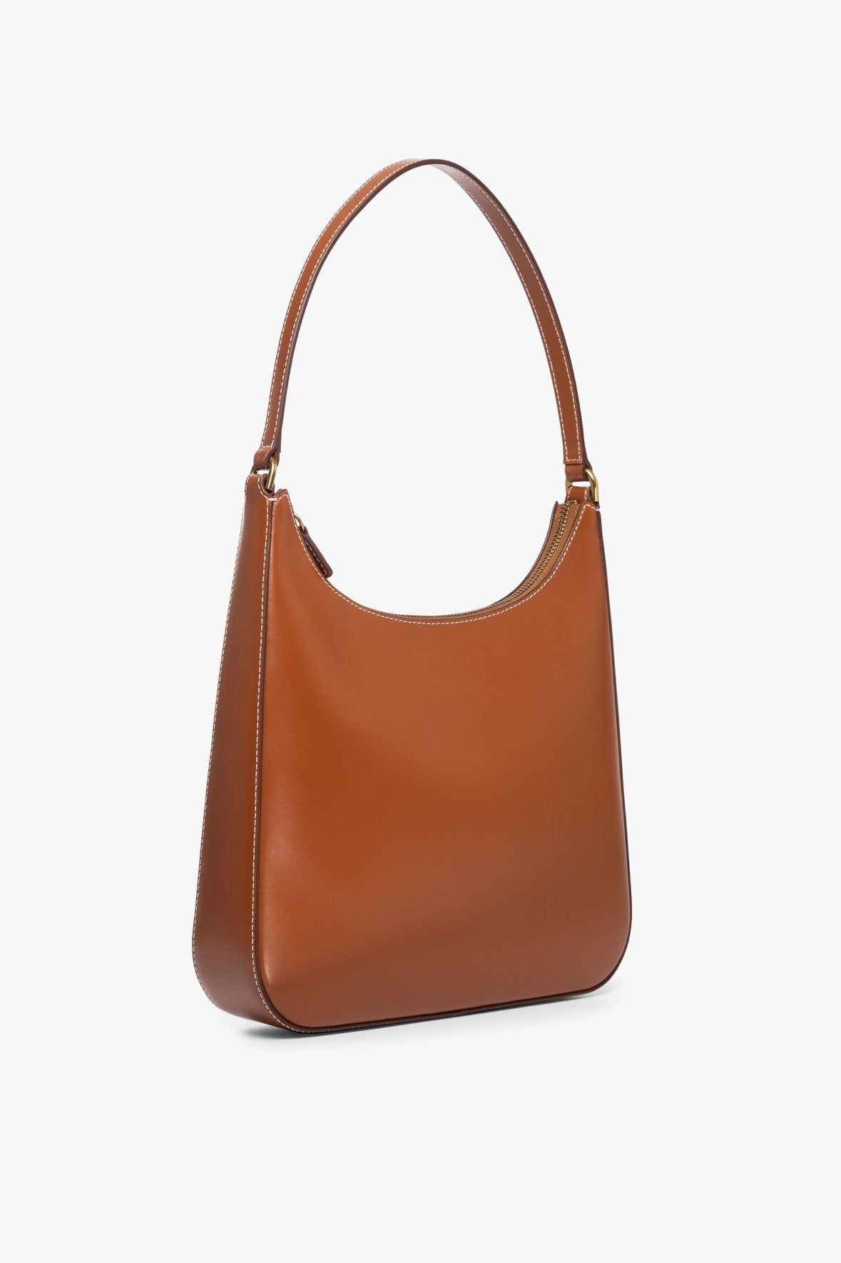 STAUD, Shirley Leather Bag for Female in Walnut Ostrich Embossed