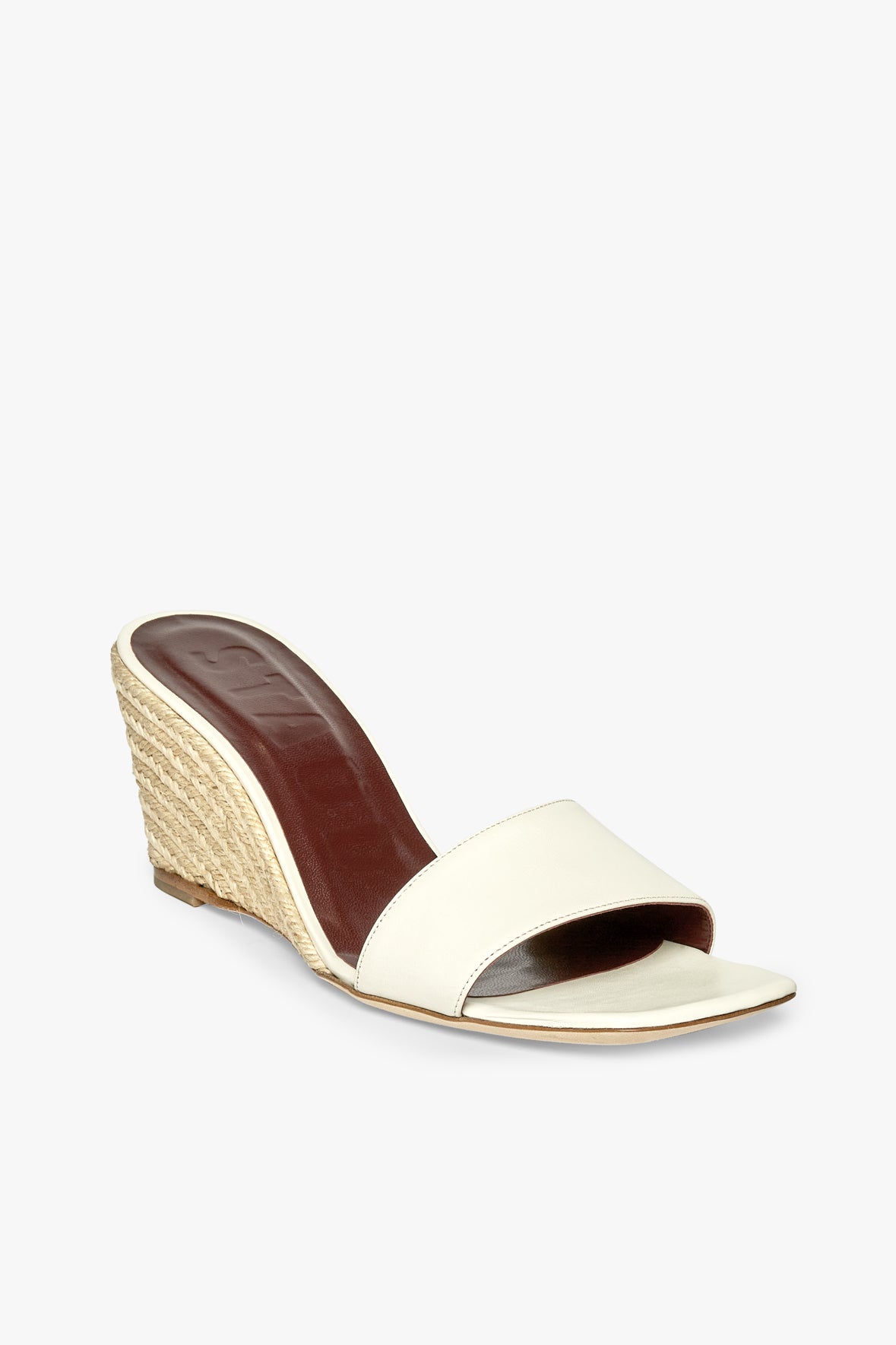 Cream cheap leather wedges